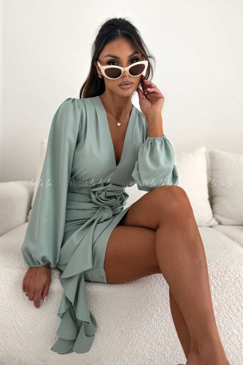 Sukienka mini marszczona pistacjowa Molly