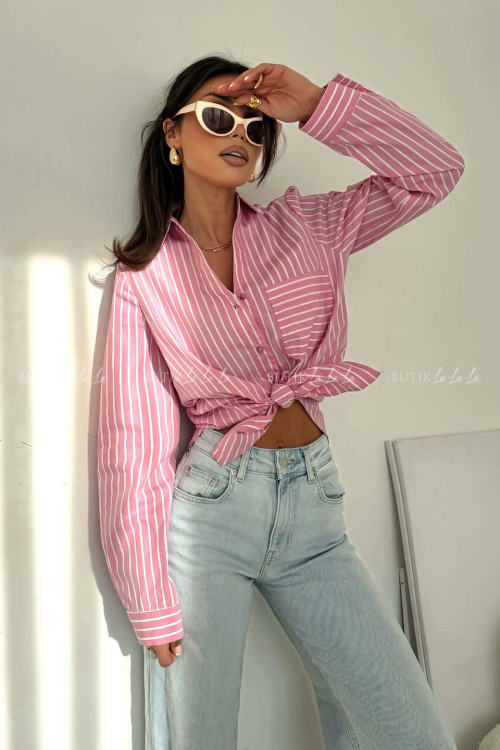 Koszula różowa w paski Imi 1