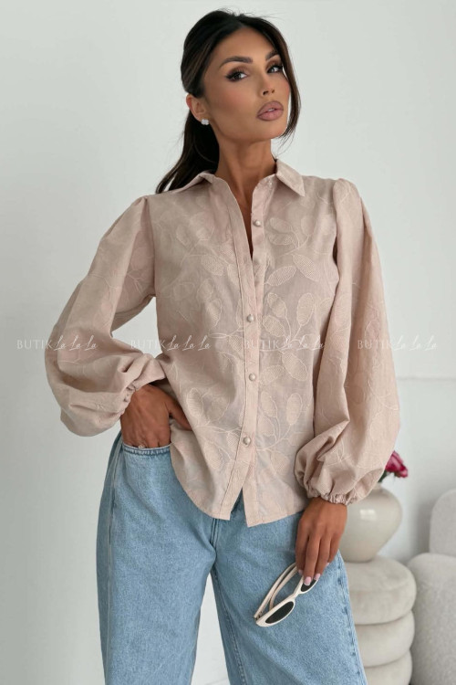 Koszula z tłoczonym wzorem beżowa Azis 2