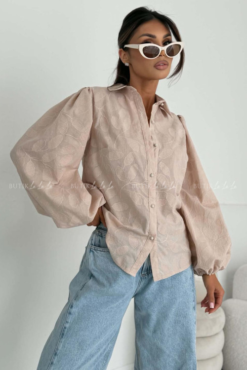 Koszula z tłoczonym wzorem beżowa Azis 5