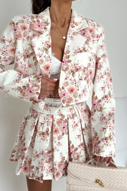 Komplet biały w kwiatowy print Mennie