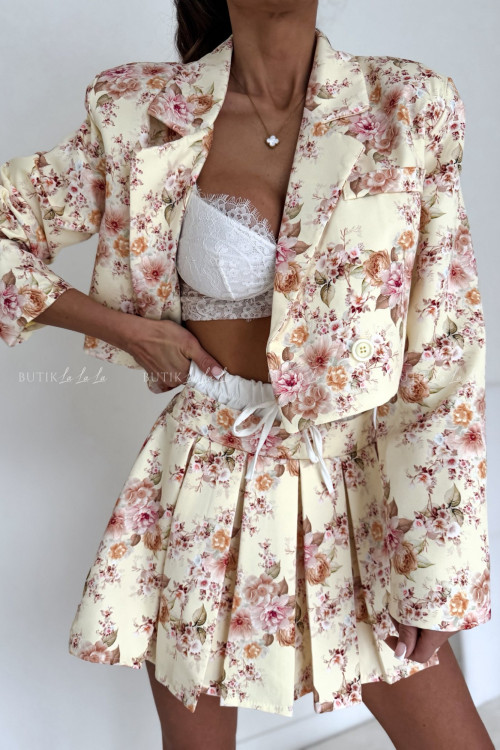 Komplet żółty w kwiatowy print Mennie