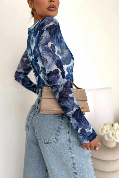 Bluzka z siateczką w kwiatowy print Selfie 1