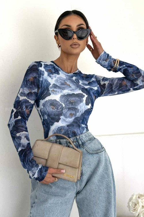 Bluzka z siateczką w kwiatowy print Selfie 2