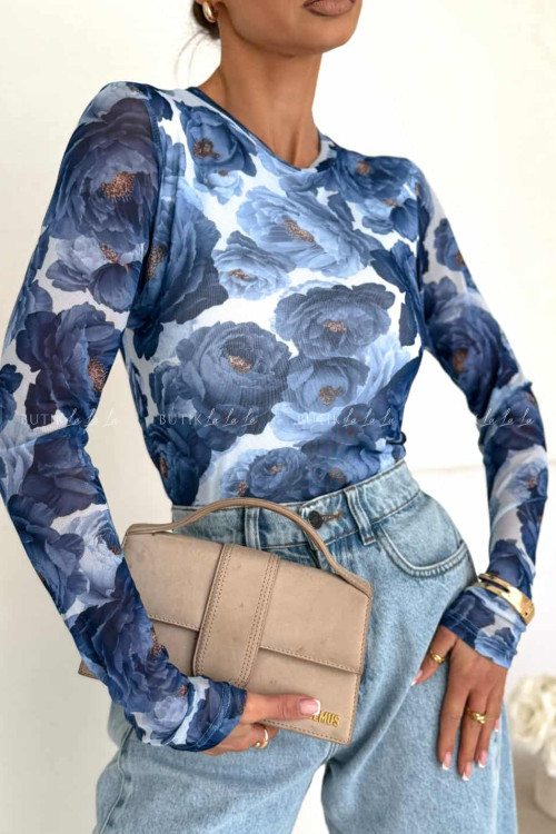 Bluzka z siateczką w kwiatowy print Selfie