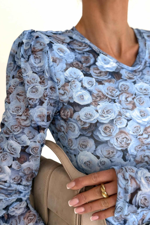 Bluzka z siateczką w kwiatowy print Selfie