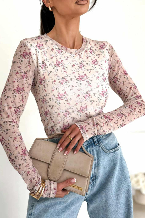 Bluzka z siateczką w kwiatowy print Selfie