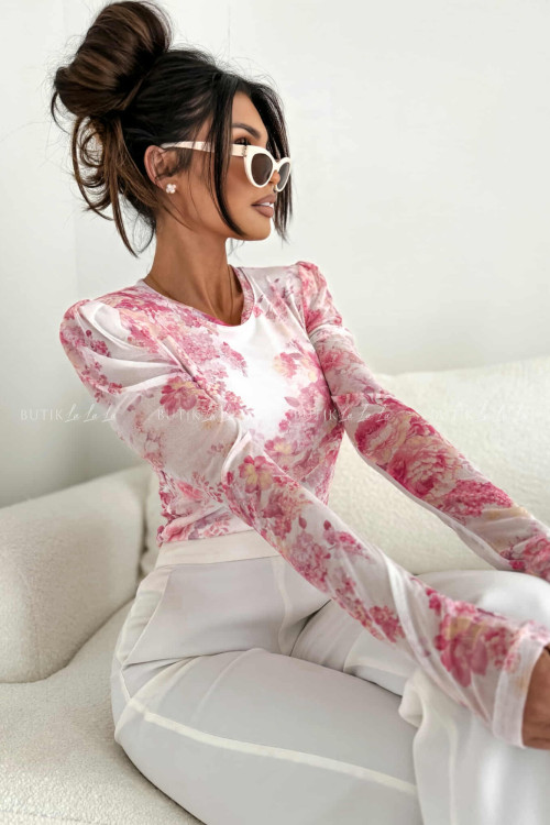 Bluzka z siateczką w kwiatowy print Selfie