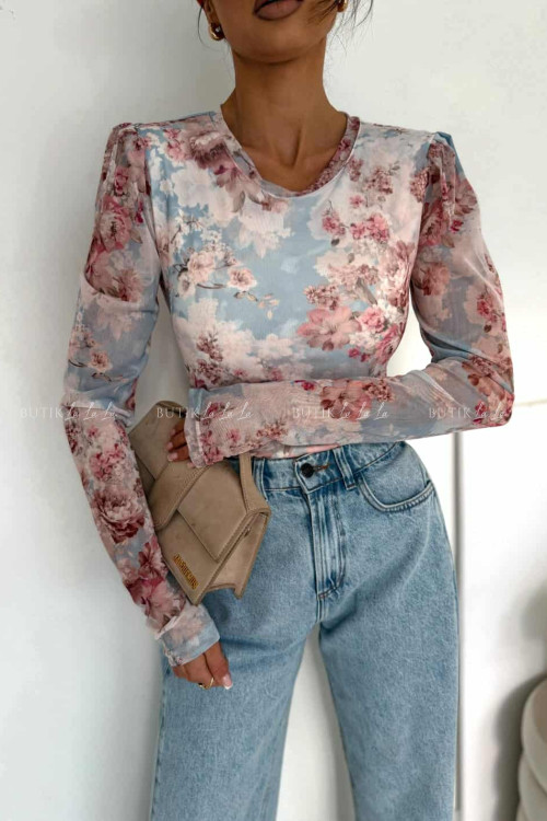 Bluzka z siateczką w kwiatowy print Selfie