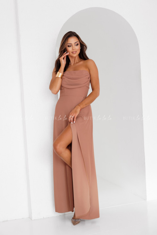 Sukienka maxi camelowa Firmie