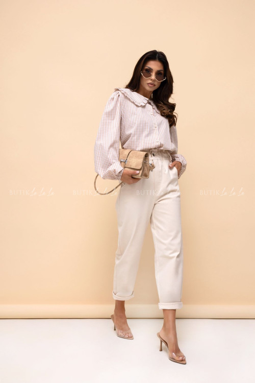 Koszula beżowa w kratkę Steris 2