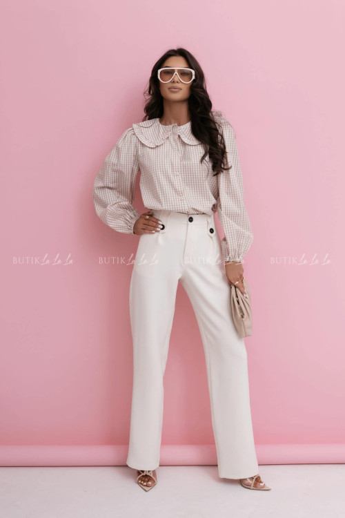 Koszula beżowa w kratkę Steris 3