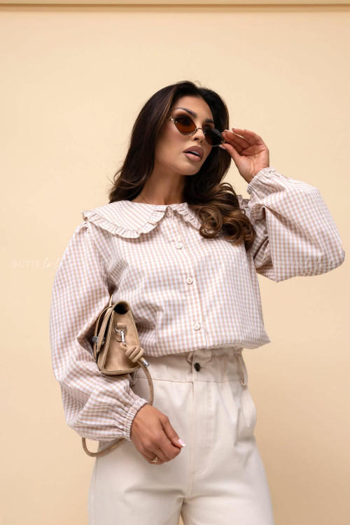 Koszula beżowa w kratkę Steris