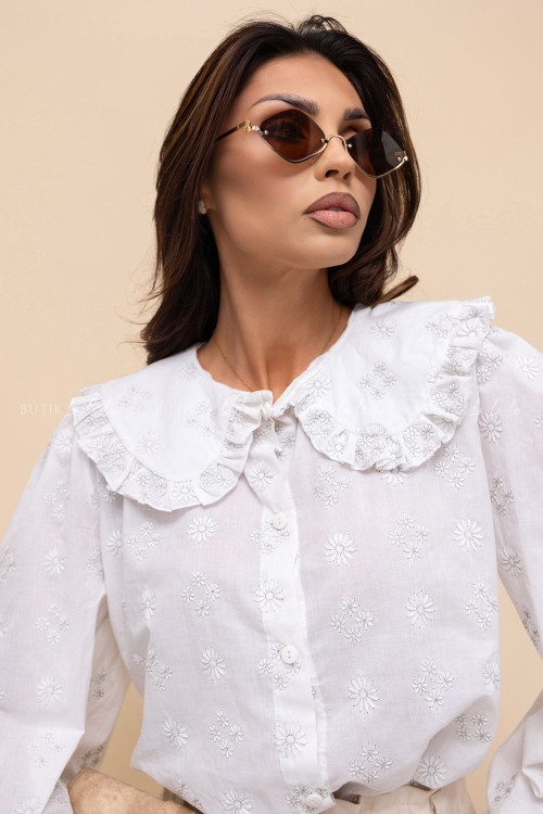 Koszula biala z wyszywanymi kwiatami Giliah