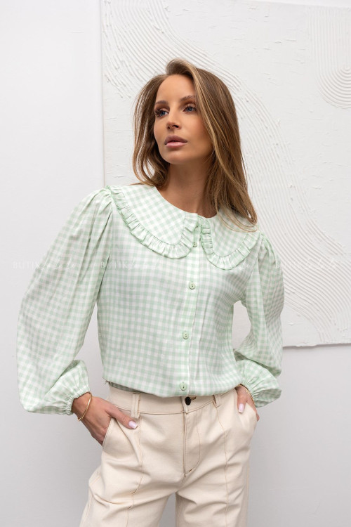 Koszula miętowa w kratkę Steris