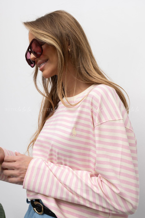 Bluzka różowa w paski Horse