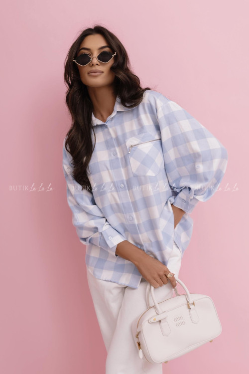 Koszula w kratę błękitna Marinera