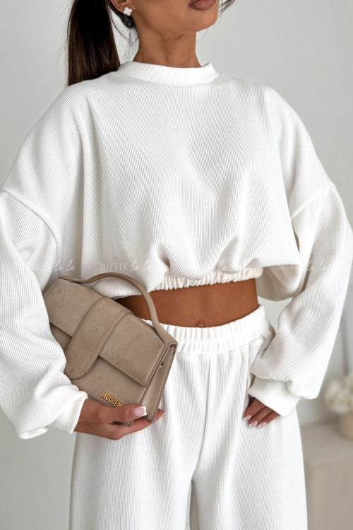 Komplet z miękkiego sztruksu biały Evetta 3