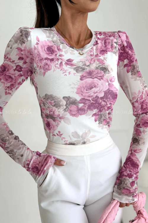 Bluzka z siateczką w kwiatowy print Selfie 8