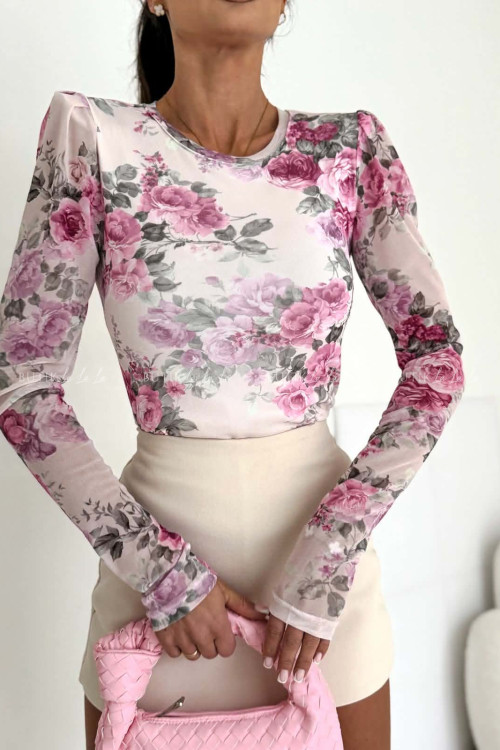 Bluzka z siateczką w kwiatowy print Selfie 1