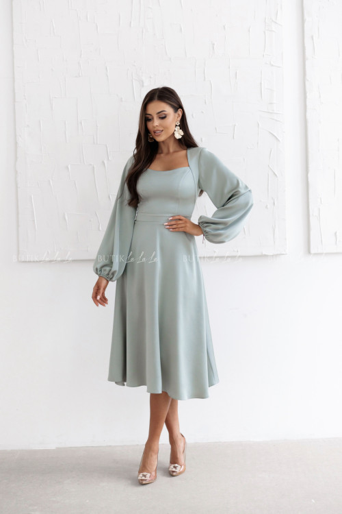 Sukienka satynowa pistacjowa Camelia 2