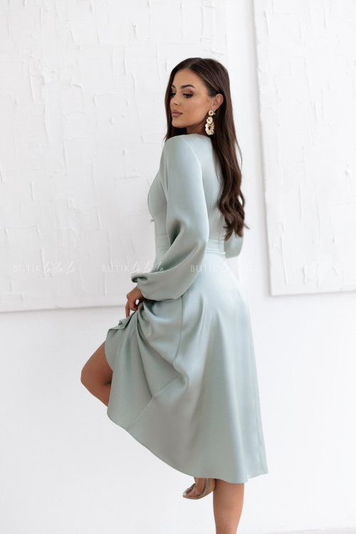 Sukienka satynowa pistacjowa Camelia 3