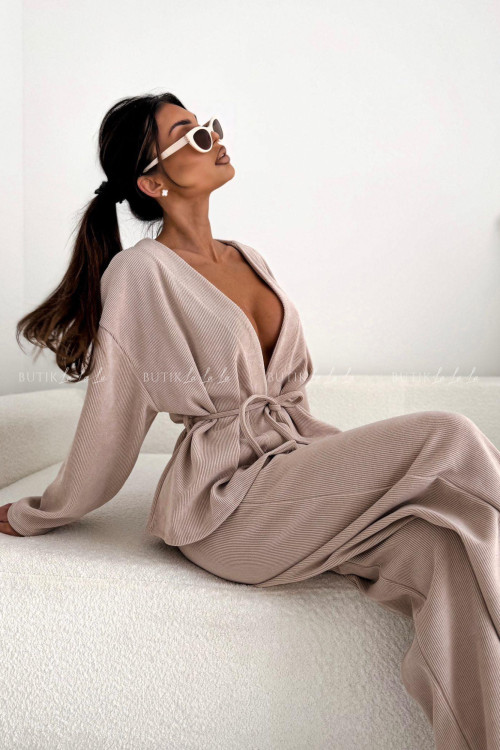 Komplet z miękkiego sztruksu beżowy Glam 1