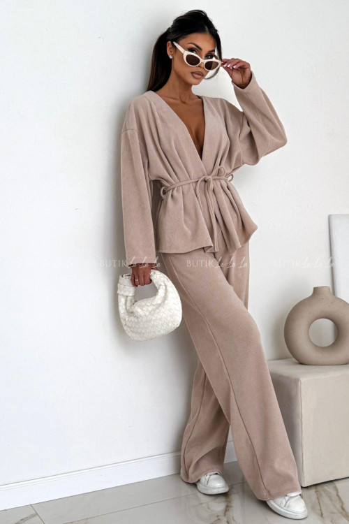 Komplet z miękkiego sztruksu beżowy Glam 2
