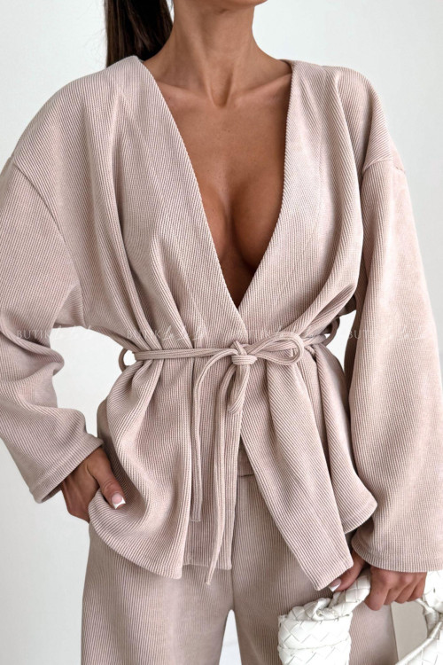 Komplet z miękkiego sztruksu beżowy Glam