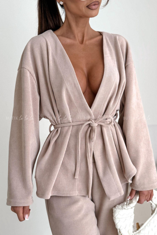 Komplet z miękkiego sztruksu beżowy Glam 4