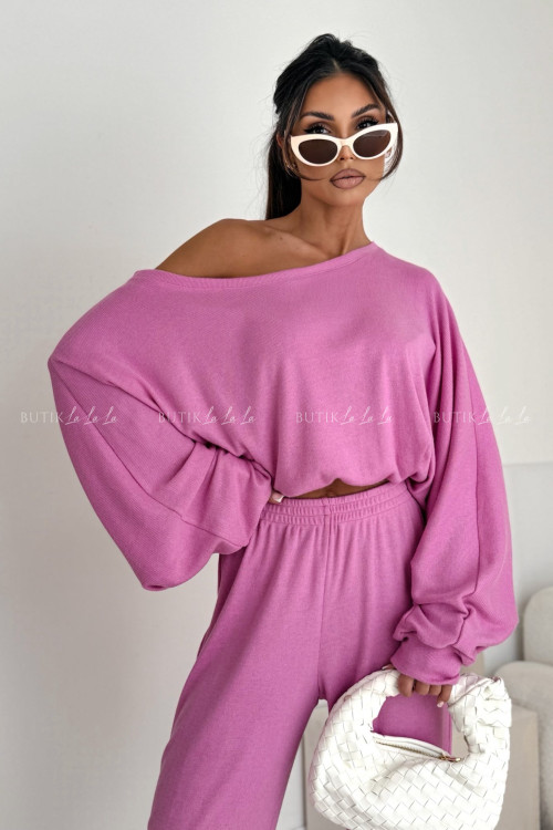 Komplet dzianinowy różowy Lill