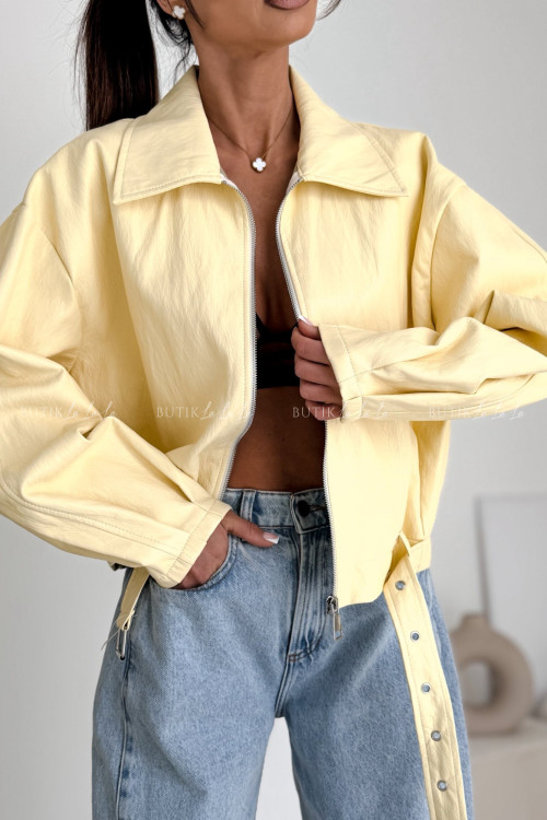 Kurtka z eko skóry żółta Fonos