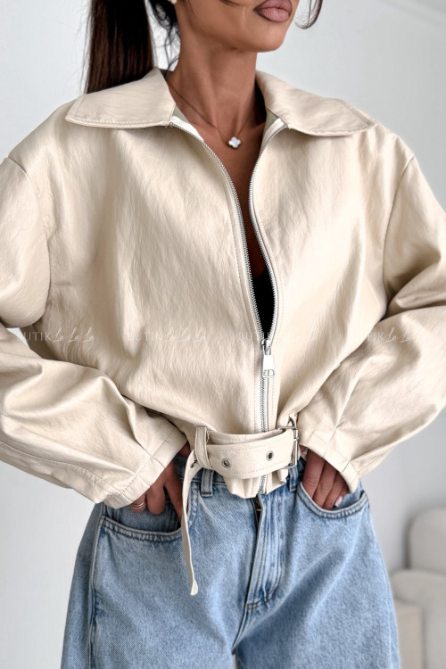Kurtka z eko skóry jasno beżowa Fonos