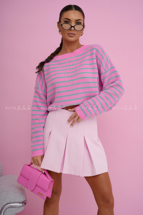 Sweter różowy w paski Stico 1