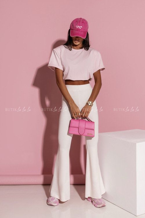 Spodnie z rozszerzaną nogawką kremowe Denwers