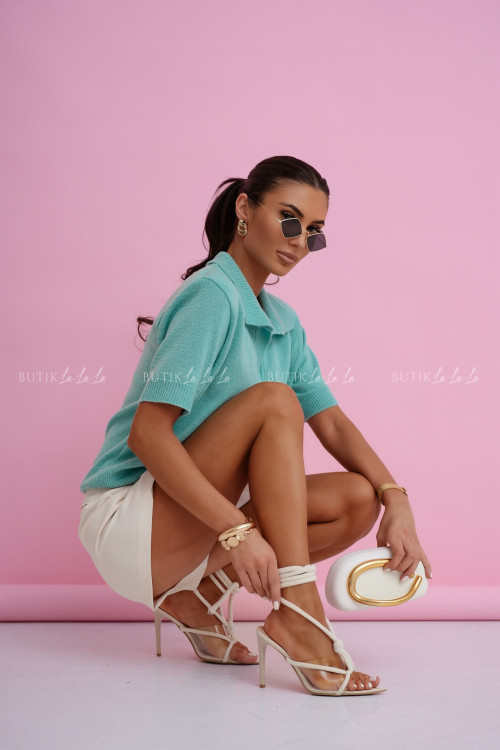 Sweter na krótki rękaw turkusowy Stillo 3