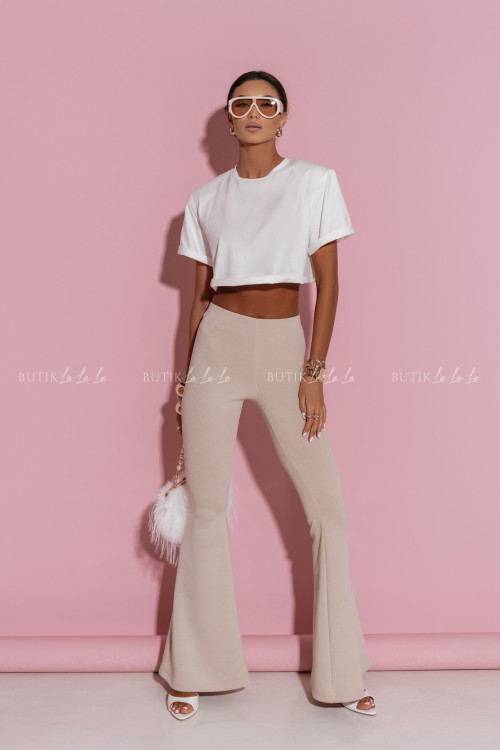 Spodnie z rozszerzaną nogawką beżowe Denwers