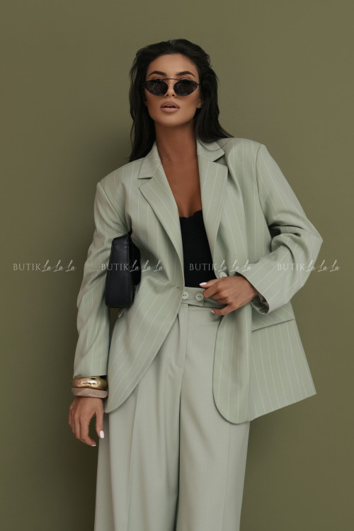 Marynarka pistacjowa w paski Hanna