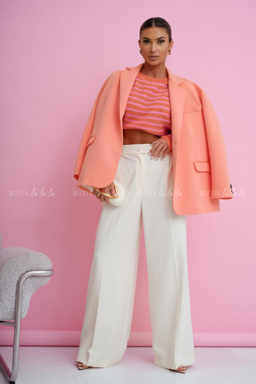 Spodnie z szeroką nogawką kremowe Bermud