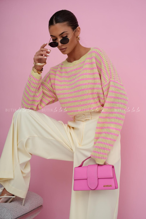 Spodnie z szeroką nogawką żółte Bermud