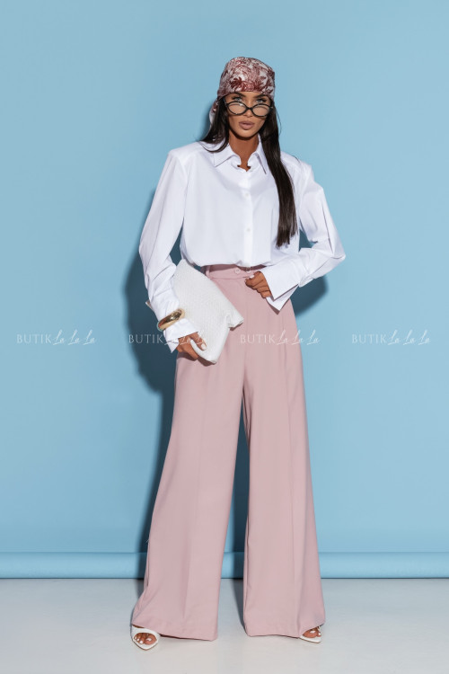 Spodnie z szeroką nogawką różowe Bermud