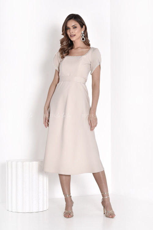 Sukienka midi beżowa Kessa