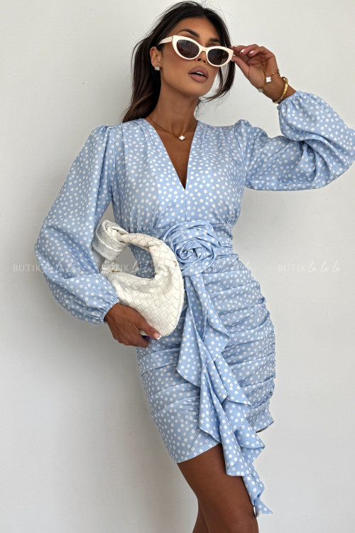 Sukienka mini marszczona w grochy Molly 5