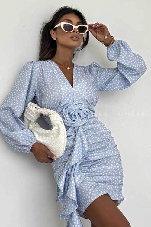 Sukienka mini marszczona w grochy Molly 7