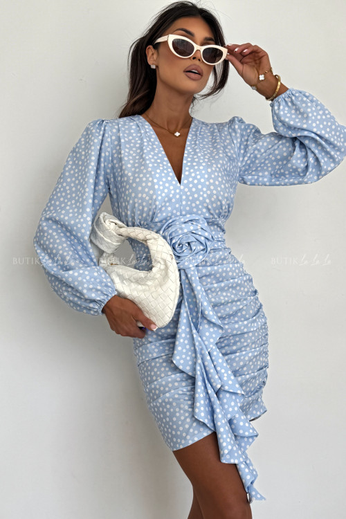 Sukienka mini marszczona w grochy Molly 8