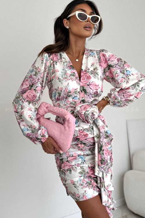 Sukienka biała w kwiatowy print Molly 1