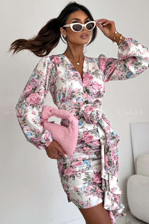 Sukienka biała w kwiatowy print Molly 2