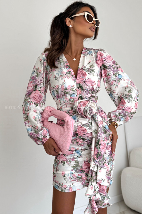 Sukienka biała w kwiatowy print Molly 3