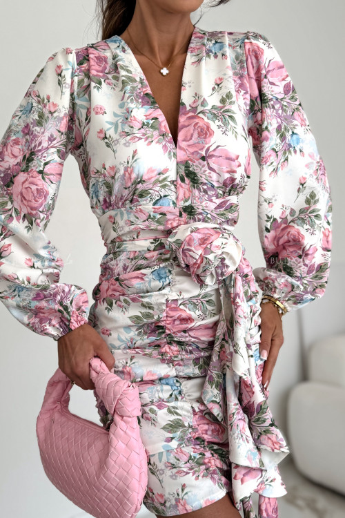 Sukienka biała w kwiatowy print Molly 8