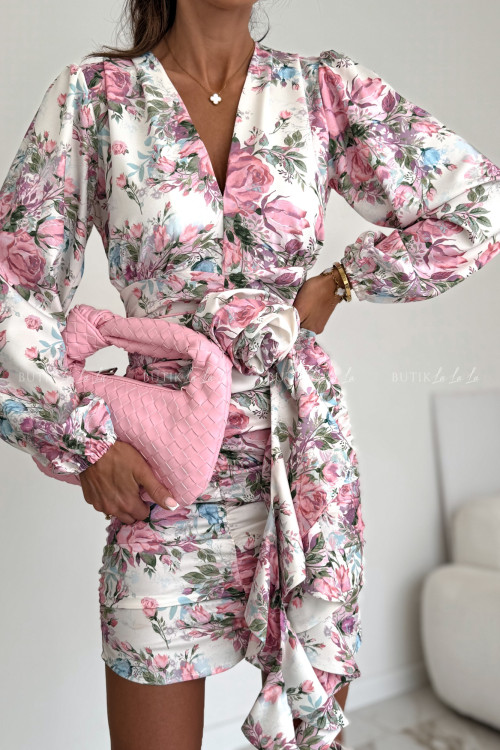 Sukienka biała w kwiatowy print Molly 9